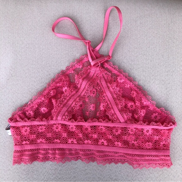 Victoria's Secret Floral Stretchy Lace Pink Racer Back Underwire Bralette M - Picture 7 of 13